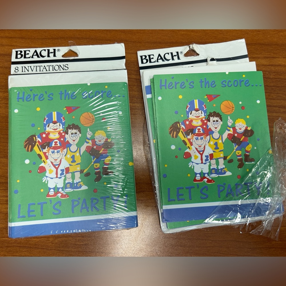 Vintage Sports Party Invitations Beach